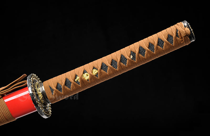 Red Katana,Hand Forged Full Tang Blade Red Scabbard