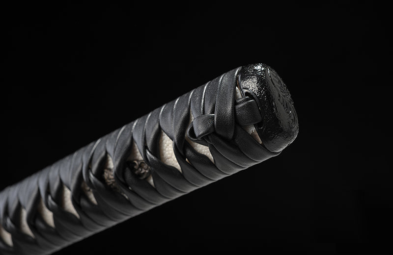 Full-Tang, Clay-Tempered Katana with Leather-Wrapped Handle