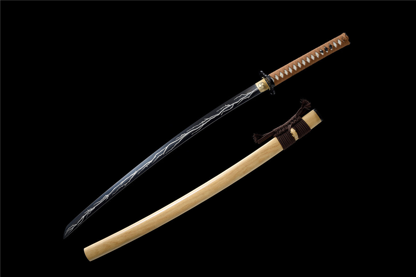 Hand Forged Katana Black Branches Hamons Original Color Scabbard