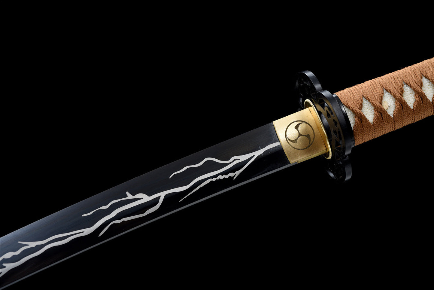Hand Forged Katana Black Branches Hamons Original Color Scabbard