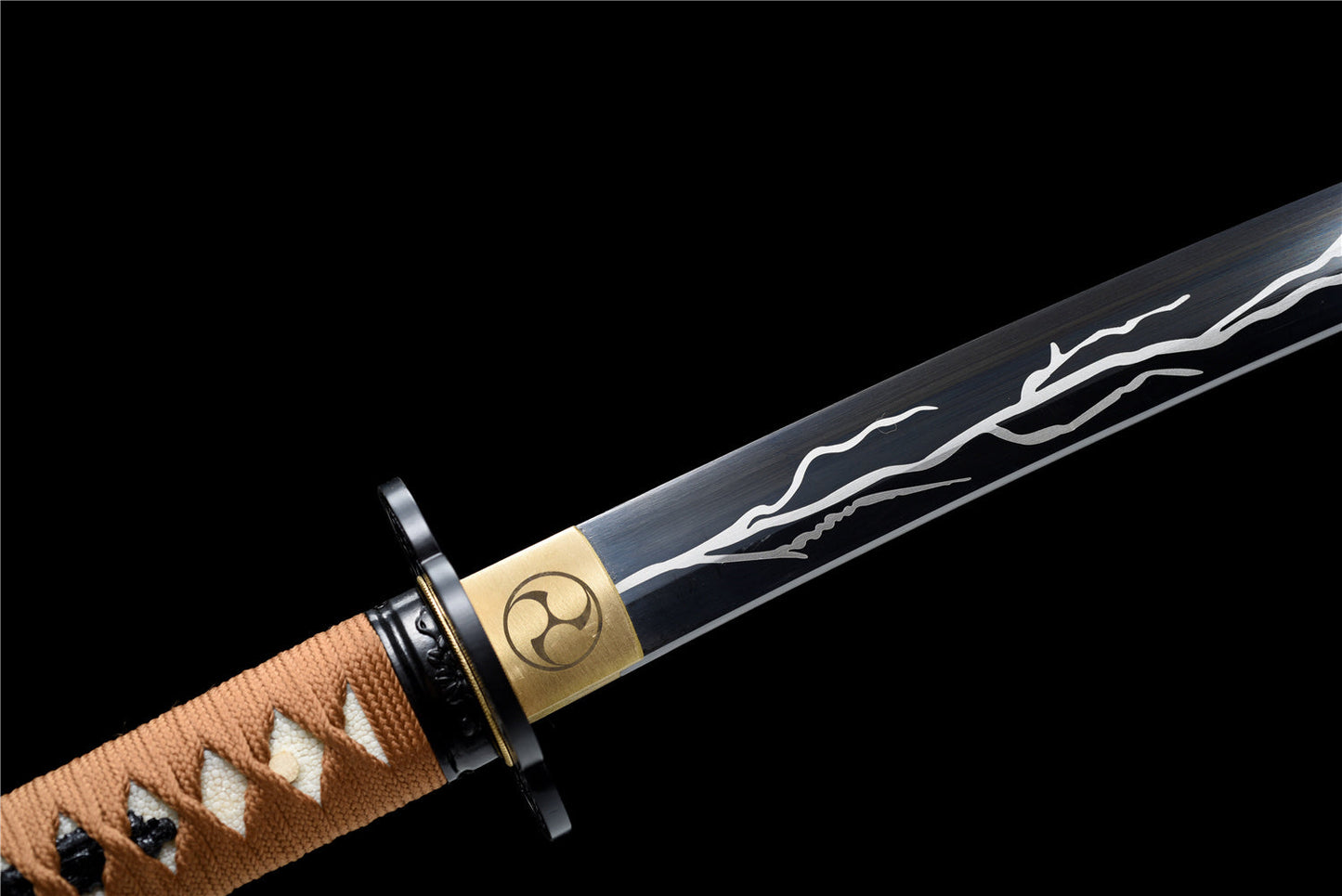 Hand Forged Katana Black Branches Hamons Original Color Scabbard