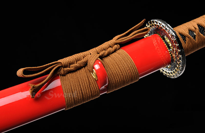Red Katana,Hand Forged Full Tang Blade Red Scabbard
