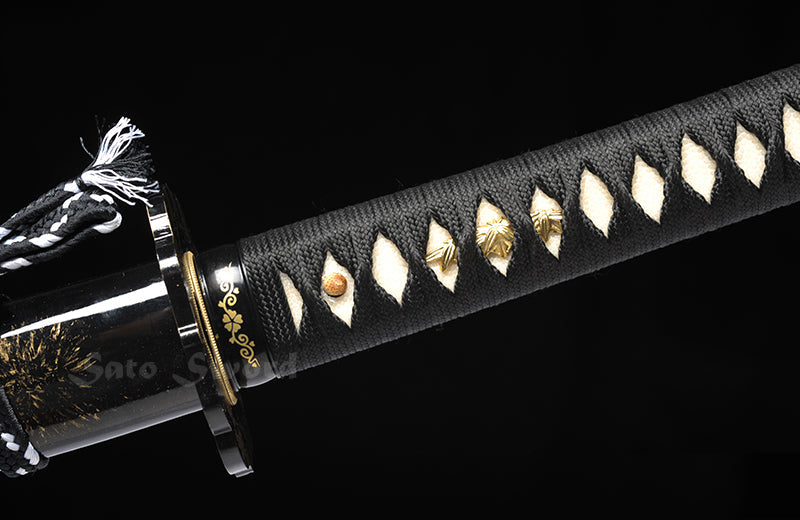 Hand Forged Katana Clay-Tempered Blade Traditional Iron Tsuba