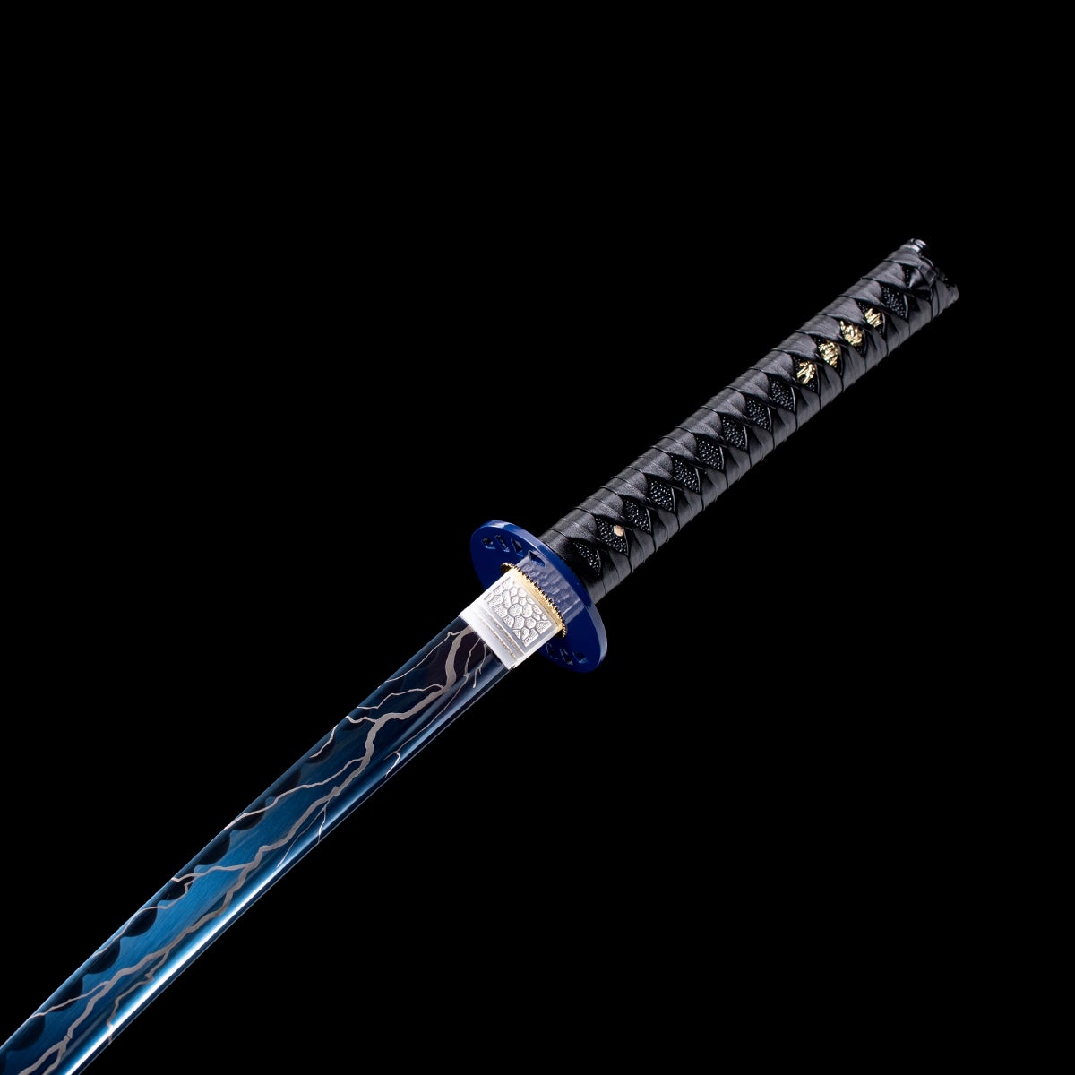 Hand Forged Katana,Lightning Engraving Blue Branches Classic