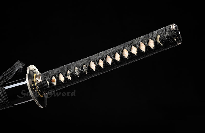 Traditional Clay Tempered Hand Forged Katana Black Scabbard