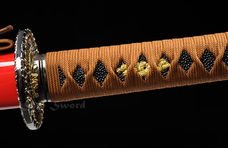 Red Katana,Hand Forged Full Tang Blade Red Scabbard