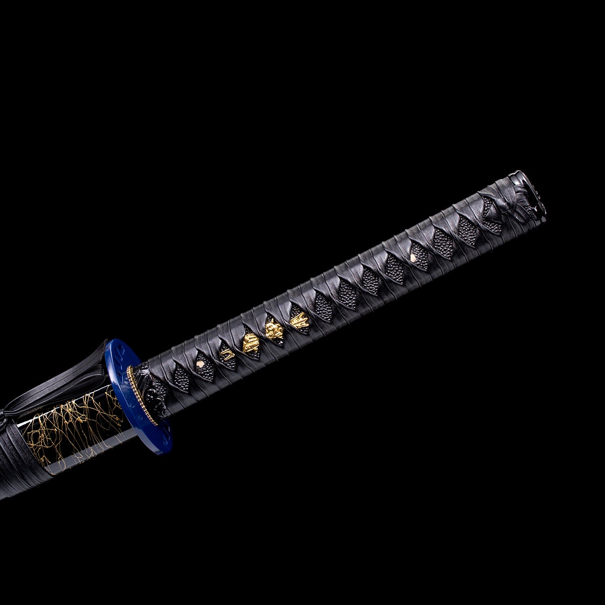 Hand Forged Katana,Lightning Engraving Blue Branches Classic