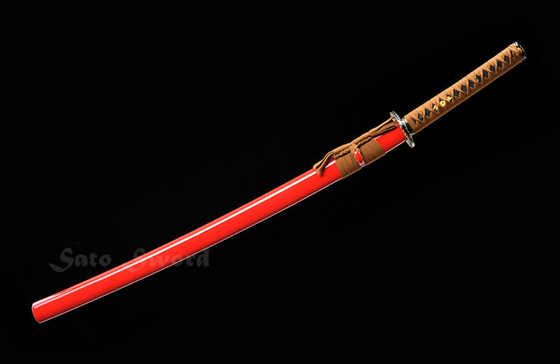 Red Katana,Hand Forged Full Tang Blade Red Scabbard