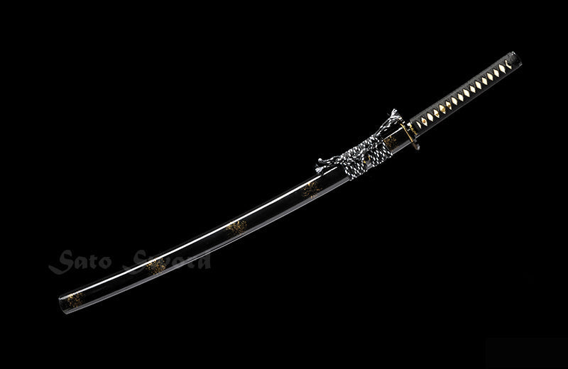 Hand Forged Katana Clay-Tempered Blade Traditional Iron Tsuba