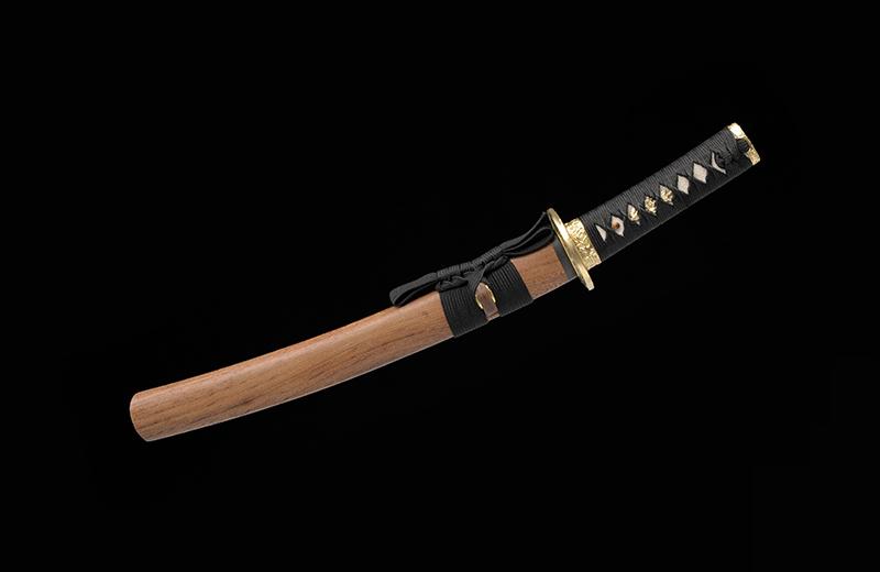 Rosewood Scabbard Short Katana: Hand-Forged, Real Hamon, Full Tang