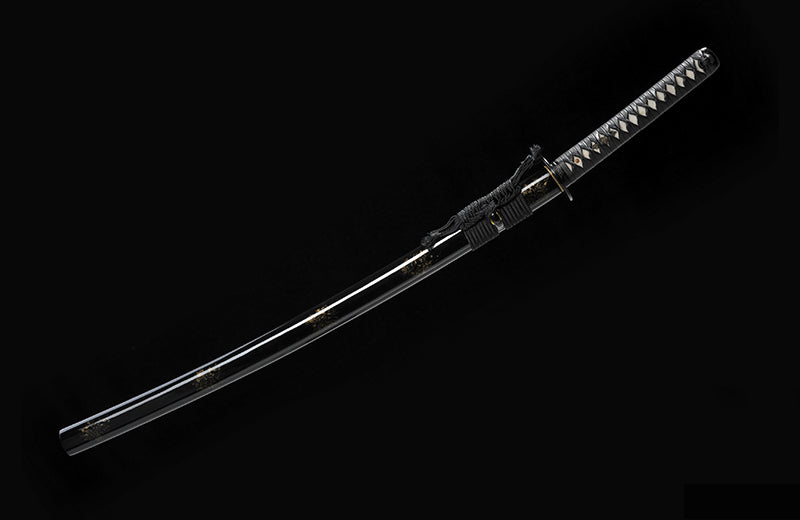 Full-Tang, Clay-Tempered Katana with Leather-Wrapped Handle