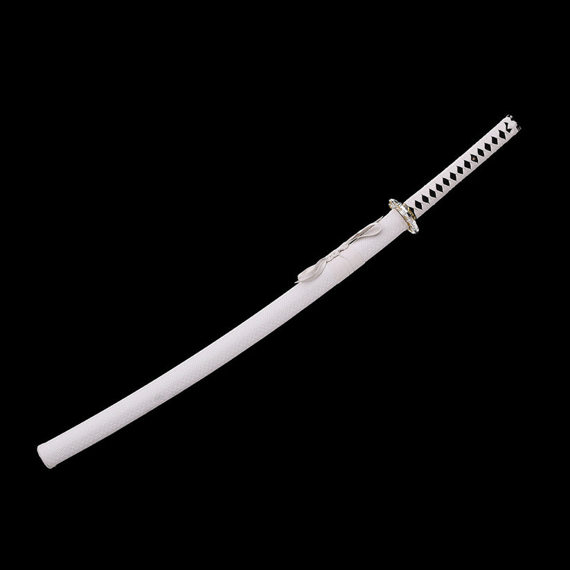 Hand Forged White Katana,Manganese Steel Engraving White Scabbard ...