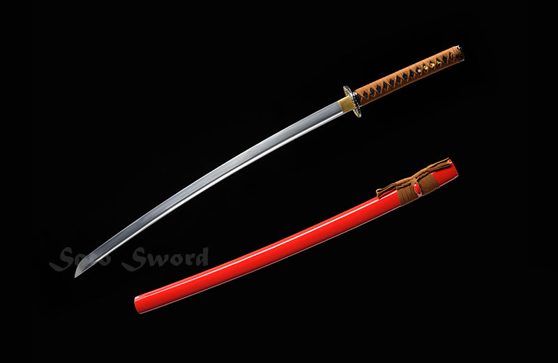 Red Katana,Hand Forged Full Tang Blade Red Scabbard