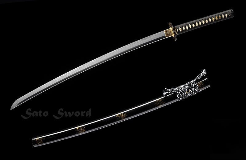 Hand Forged Katana Clay-Tempered Blade Traditional Iron Tsuba