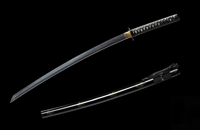 Full-Tang, Clay-Tempered Katana with Leather-Wrapped Handle