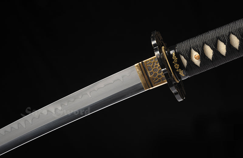 Hand Forged Katana Clay-Tempered Blade Traditional Iron Tsuba