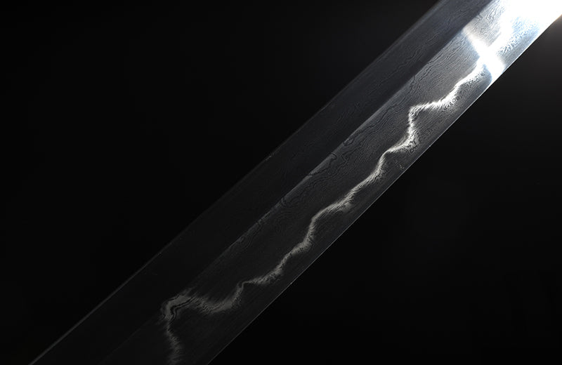Full-Tang, Clay-Tempered Katana with Leather-Wrapped Handle