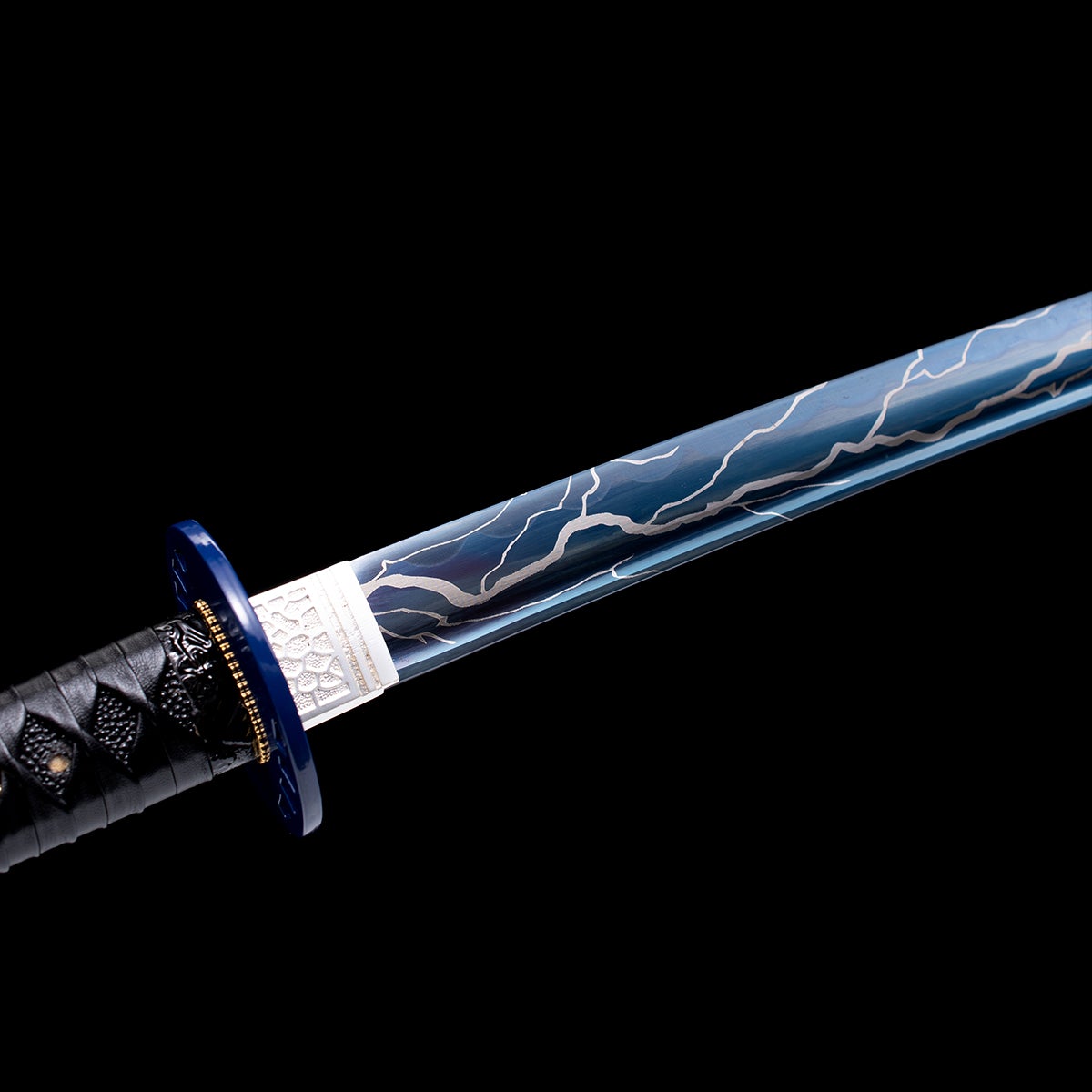 Hand Forged Katana,Lightning Engraving Blue Branches Classic