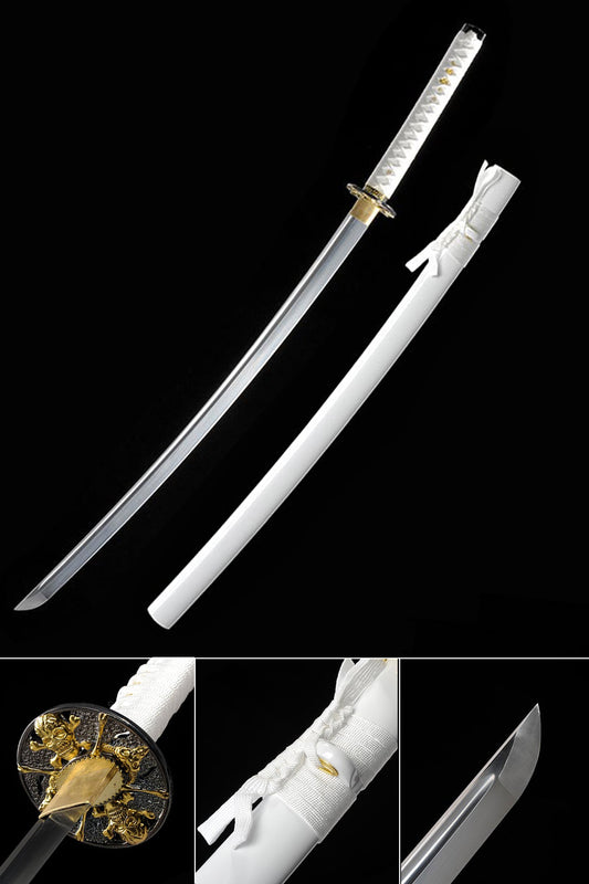 White High Carbon Steel Katana Practice White Scabbard