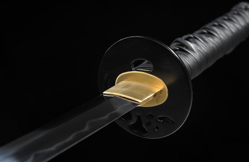 Full-Tang, Clay-Tempered Katana with Leather-Wrapped Handle