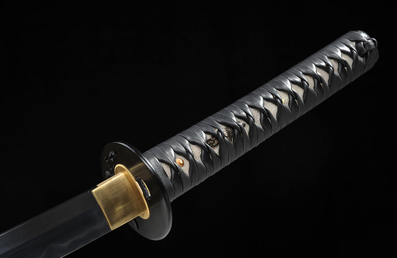 Full-Tang, Clay-Tempered Katana with Leather-Wrapped Handle