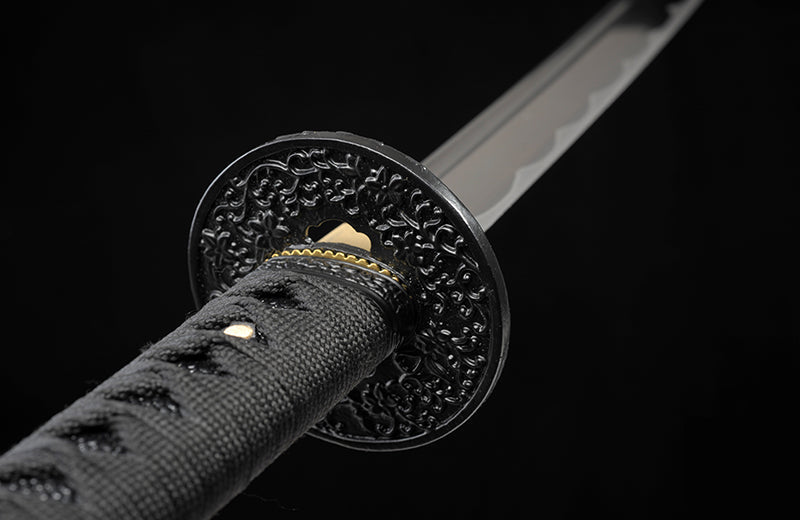 Hand Forged Katana High Carbon Steel Practice With Black Scabbard