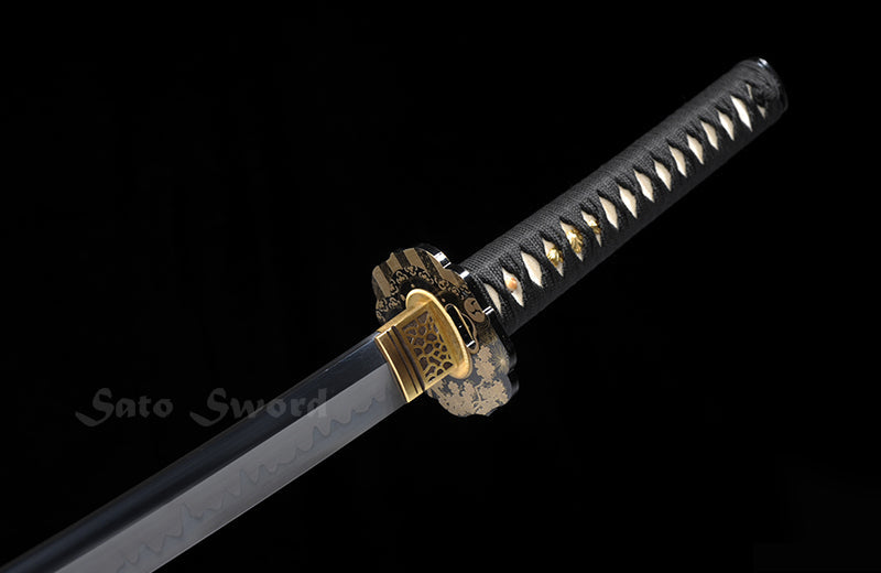 Hand Forged Katana Clay-Tempered Blade Traditional Iron Tsuba