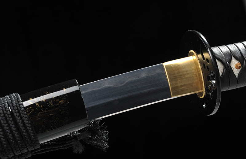 Full-Tang, Clay-Tempered Katana with Leather-Wrapped Handle