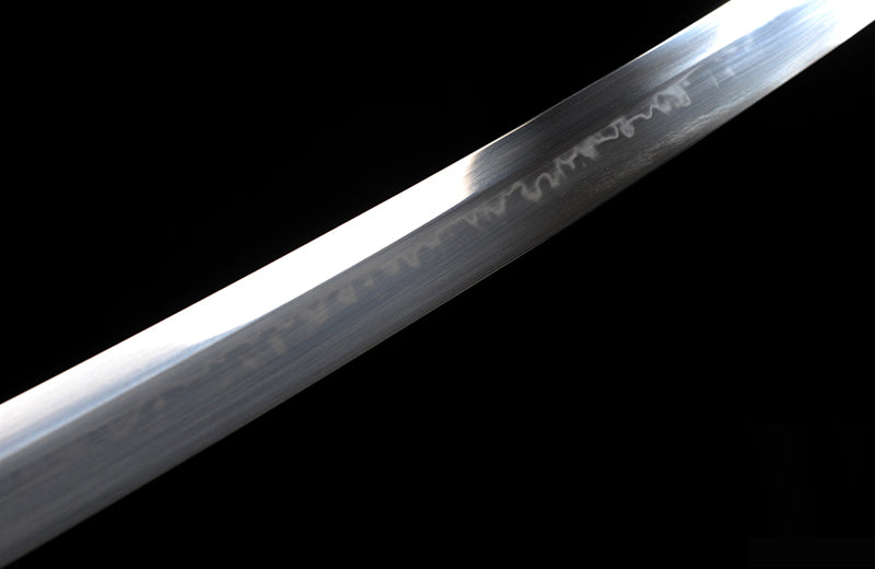 High-Carbon Steel Katana with Clay-Tempering & Green Scabbard