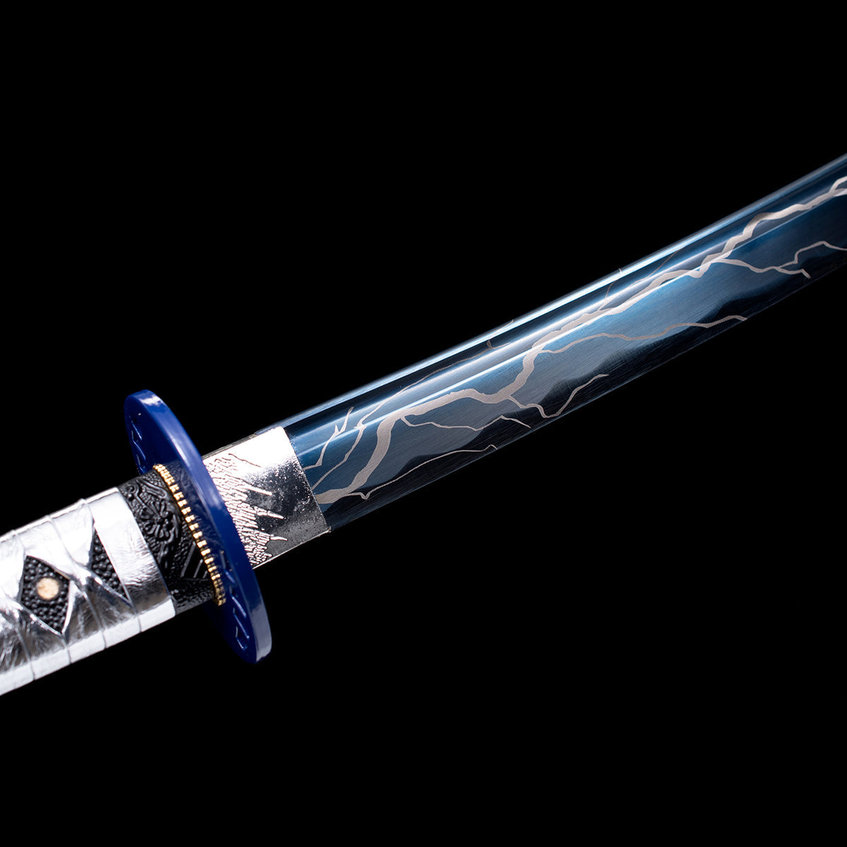 Hand Forged Katana,White Silvery Katana Scabbard Full Tang