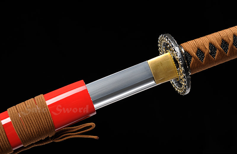 Red Katana,Hand Forged Full Tang Blade Red Scabbard