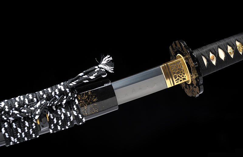 Hand Forged Katana Clay-Tempered Blade Traditional Iron Tsuba