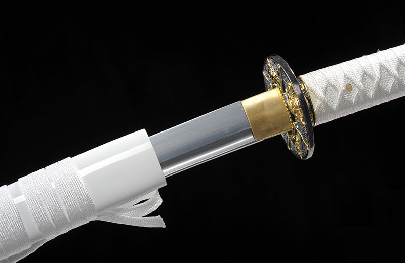 White High Carbon Steel Katana Practice White Scabbard