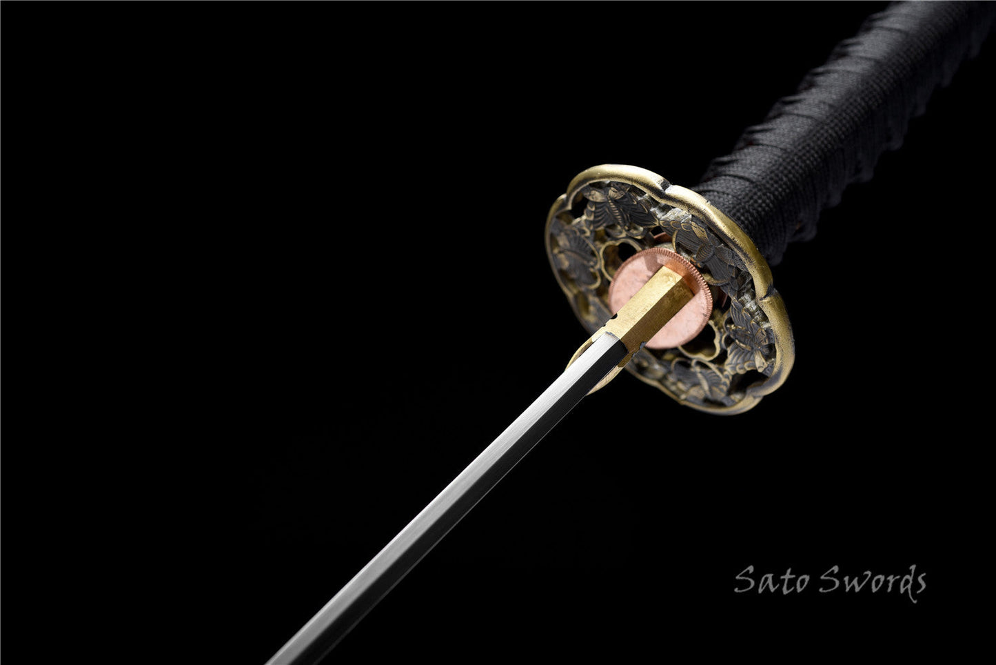 Fully Hand Forged Katana Clay-Tempered Blade Butterfly Tsuba